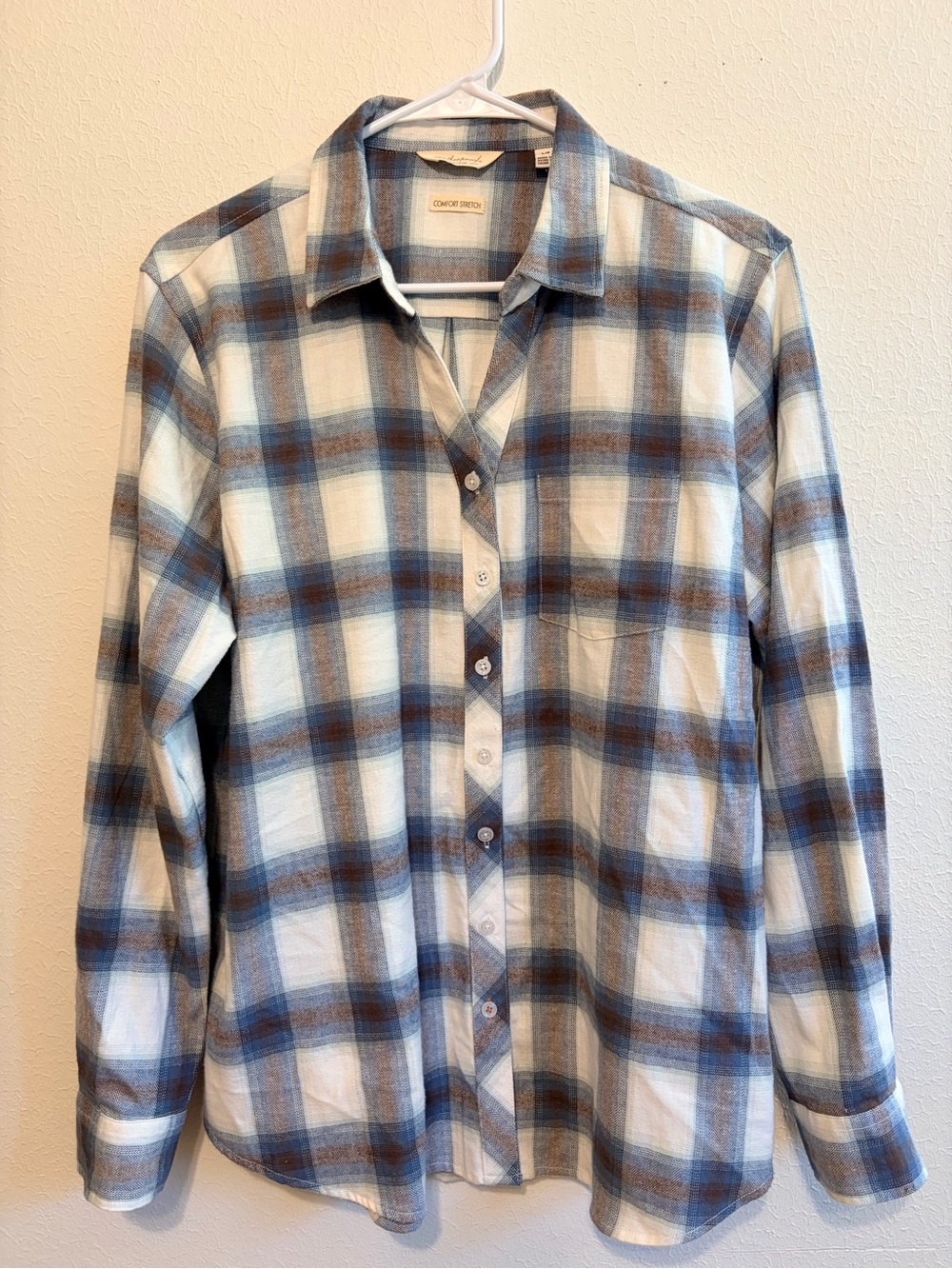 Weatherproof Plaid Button-Down Shirt blue sz L Western Fall